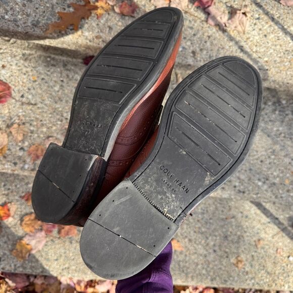 Cole Haan Grand OS Shoes Mens Size 11 Wingtip Brown Leather Oxford Dress Brogue - Picture 15 of 15